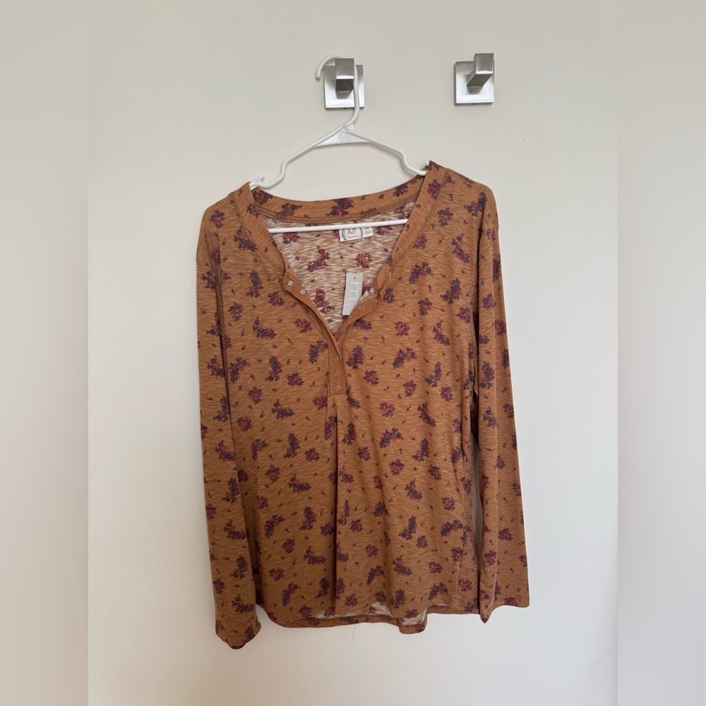 Maurices Brown Floral Long Sleeve Blouse